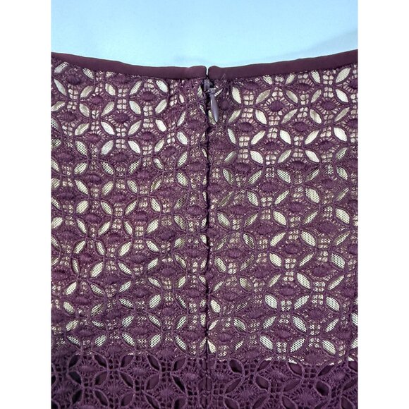Lauren Ralph Lauren Burgundy Sheer Lace Illusion Sheath Dress 10 NWT $170 - Picture 4 of 11